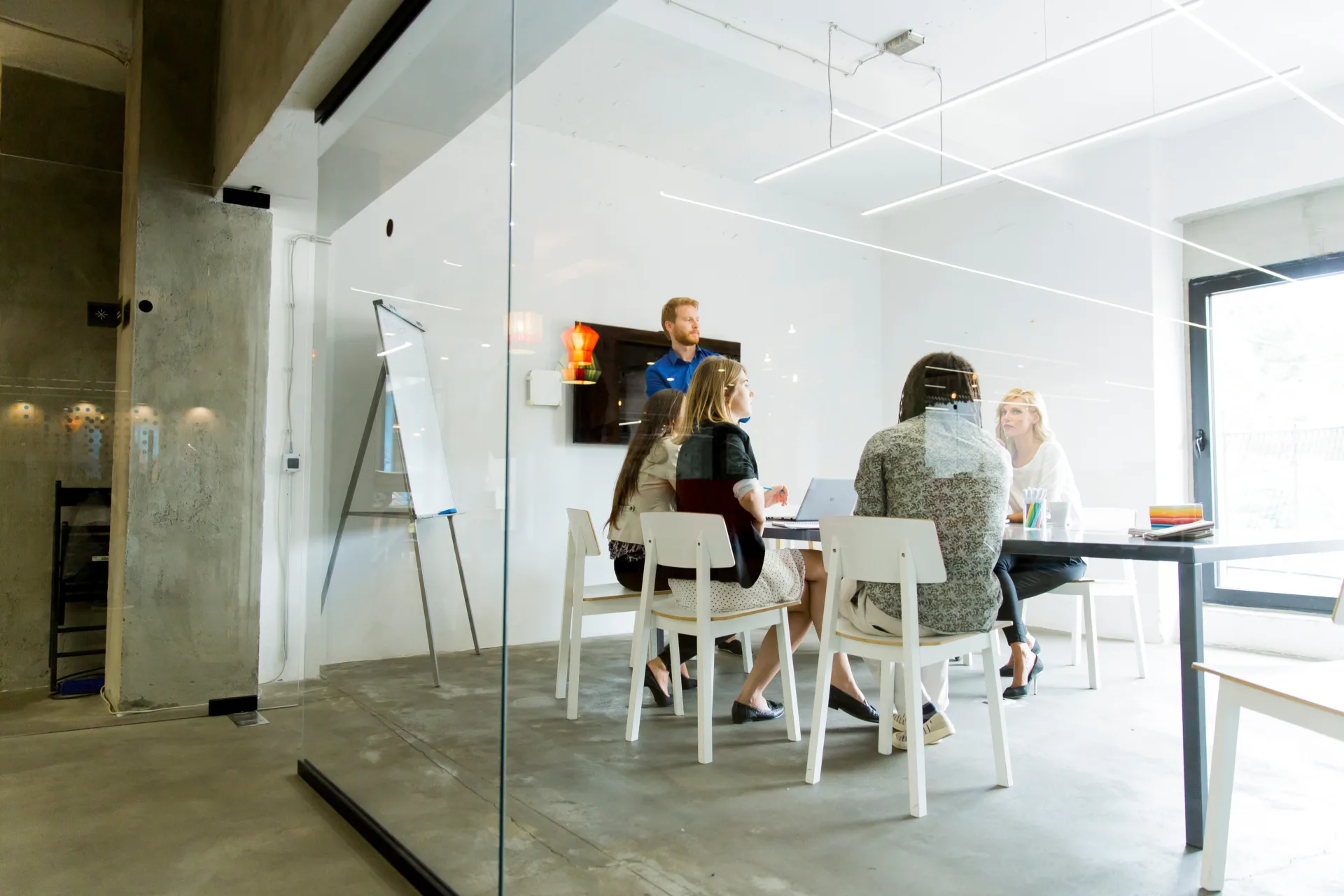 young multiethnic team working in a modern office