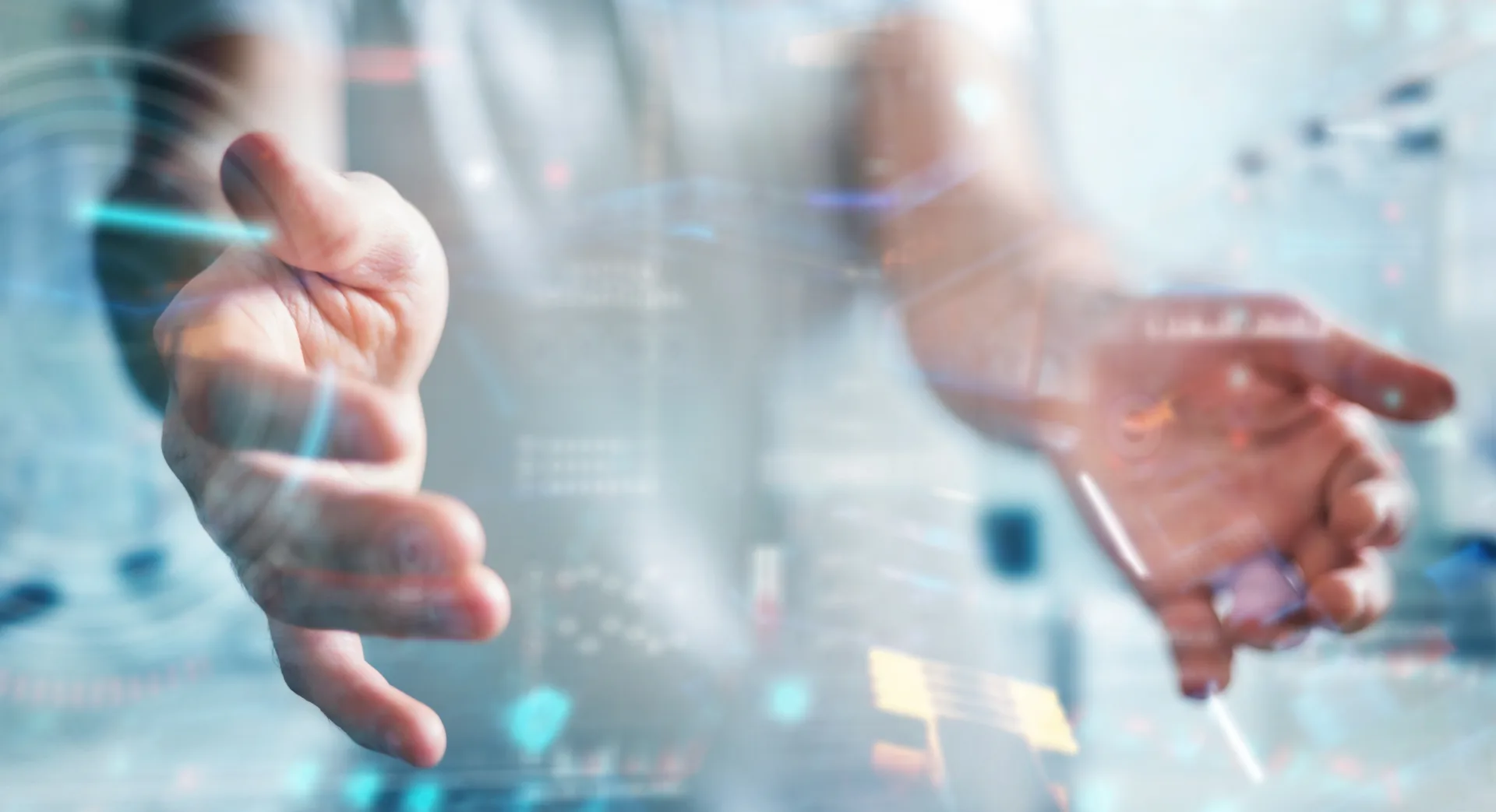 businessman using digital technological interface with datas 3d rendering