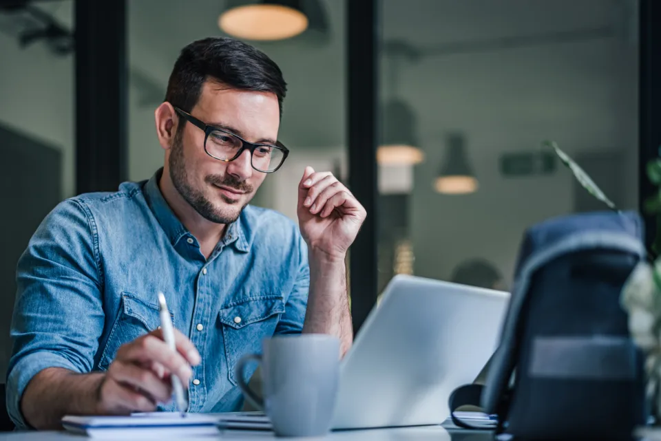 handsome bearded programmer, making sure his code is bug free.
